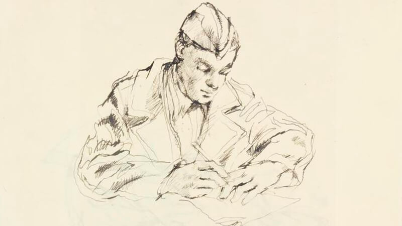 Soldier Writing A Letter Home - John Minton